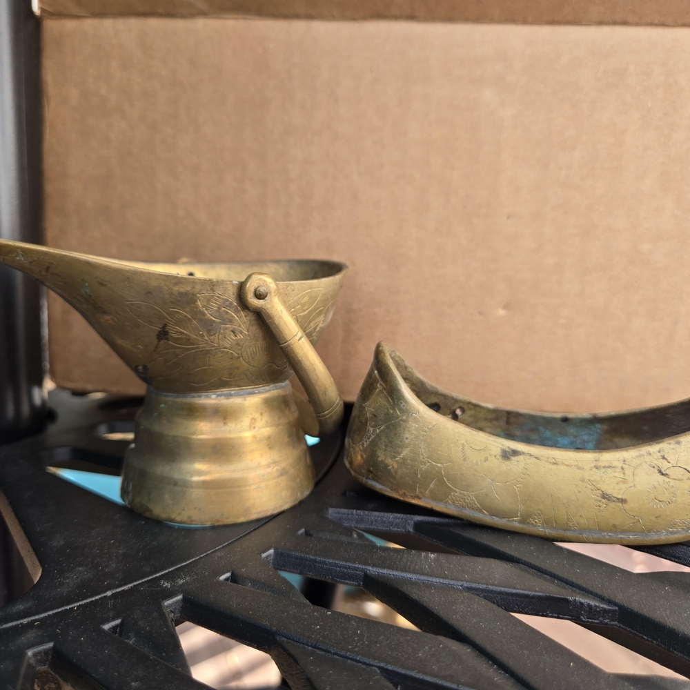 Brass Ashtray and Pitcher Set